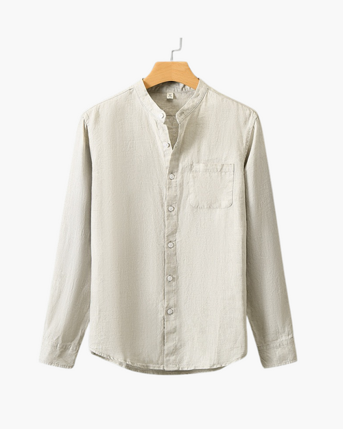 Linen Shirt with Low Collar