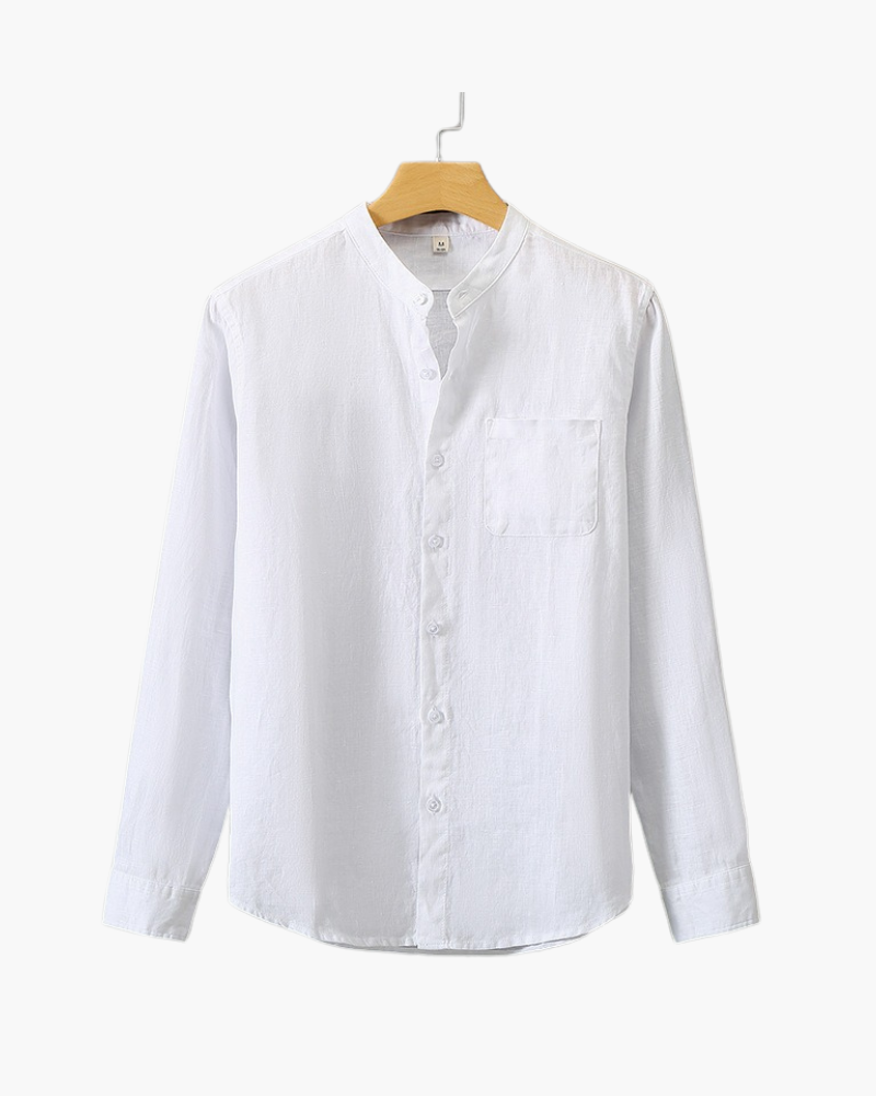 Linen Shirt with Low Collar