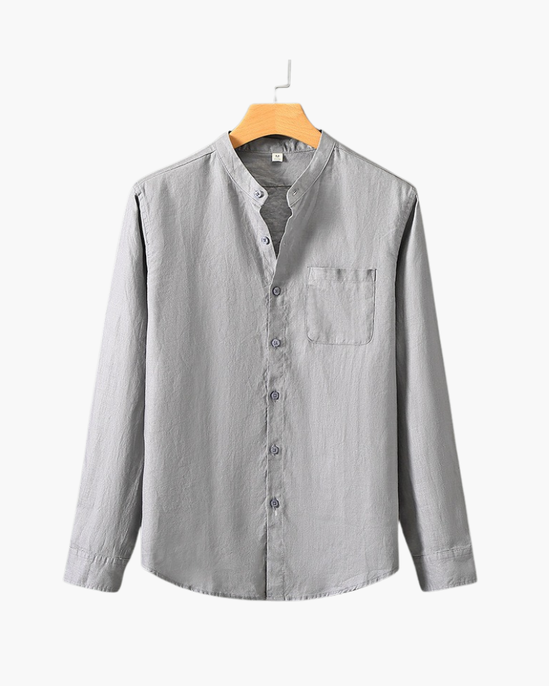 Linen Shirt with Low Collar