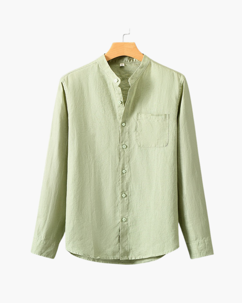 Linen Shirt with Low Collar